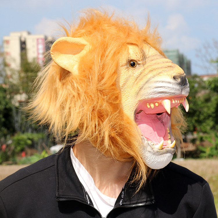 疯狂动物城狮子面具乳胶狮王动物头套万圣节搞怪舞会派对道具mask