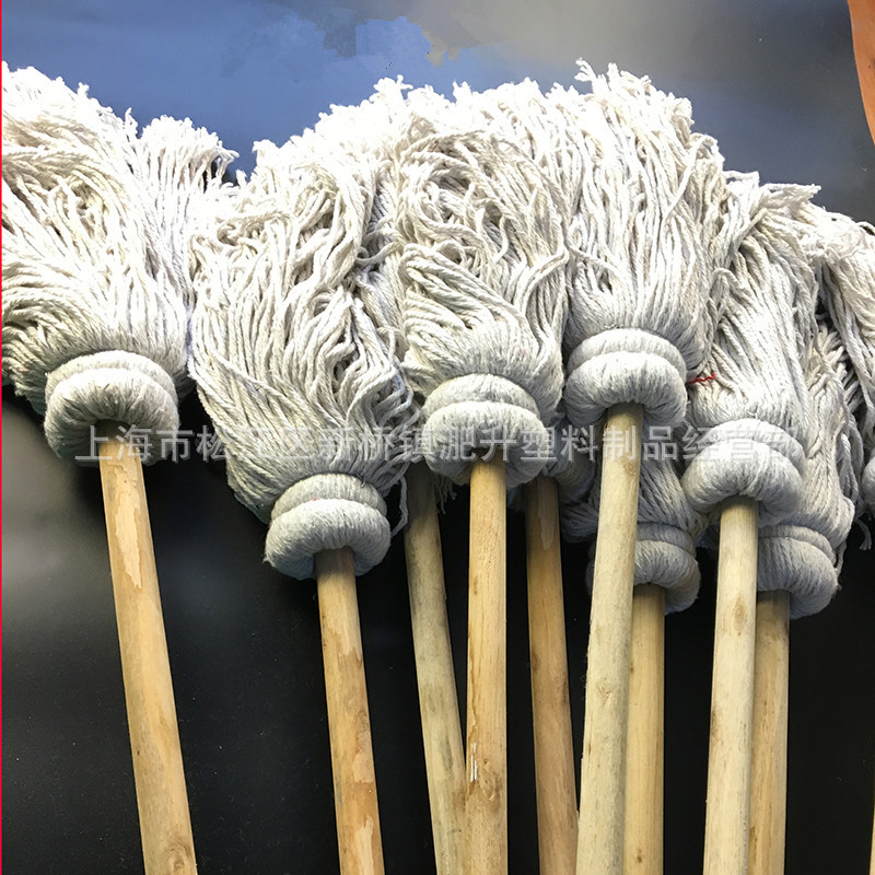 老式传统拖把木头杆白棉线拖把吸水拖把家用线条拖把布条拖把