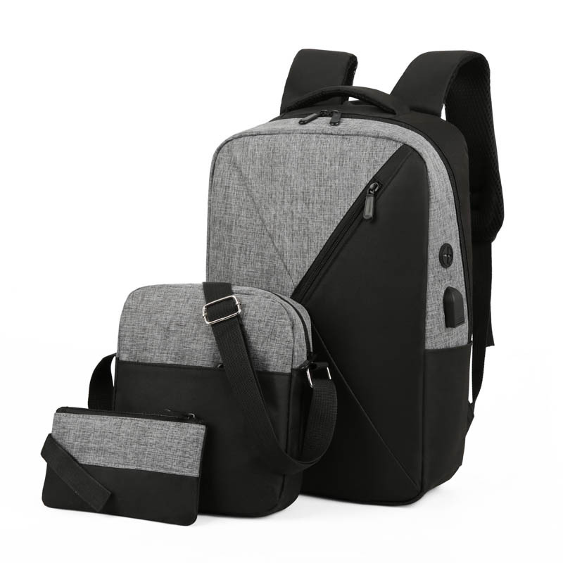New Computer Bag Printed Logo Korean Casual Business Backpack Three-Piece Outdoor Travel Men's Bag Wholesale