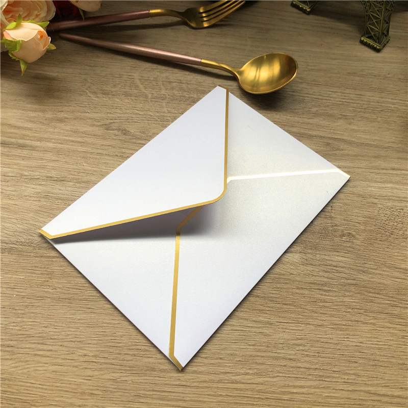 250克烫金边珠光纸长方形信封13*19c请柬通用信封 能定制logo文字