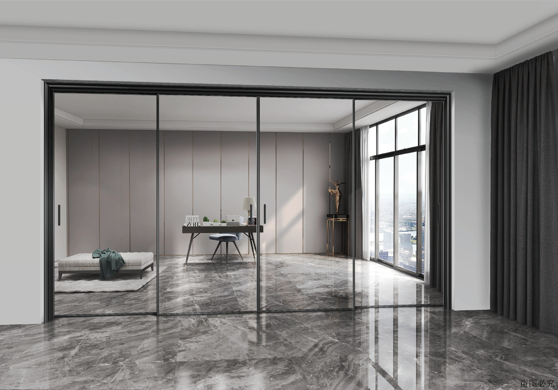 厂家直供现代简约 铝合金极窄边7mm极简 推拉门厨房门阳台门