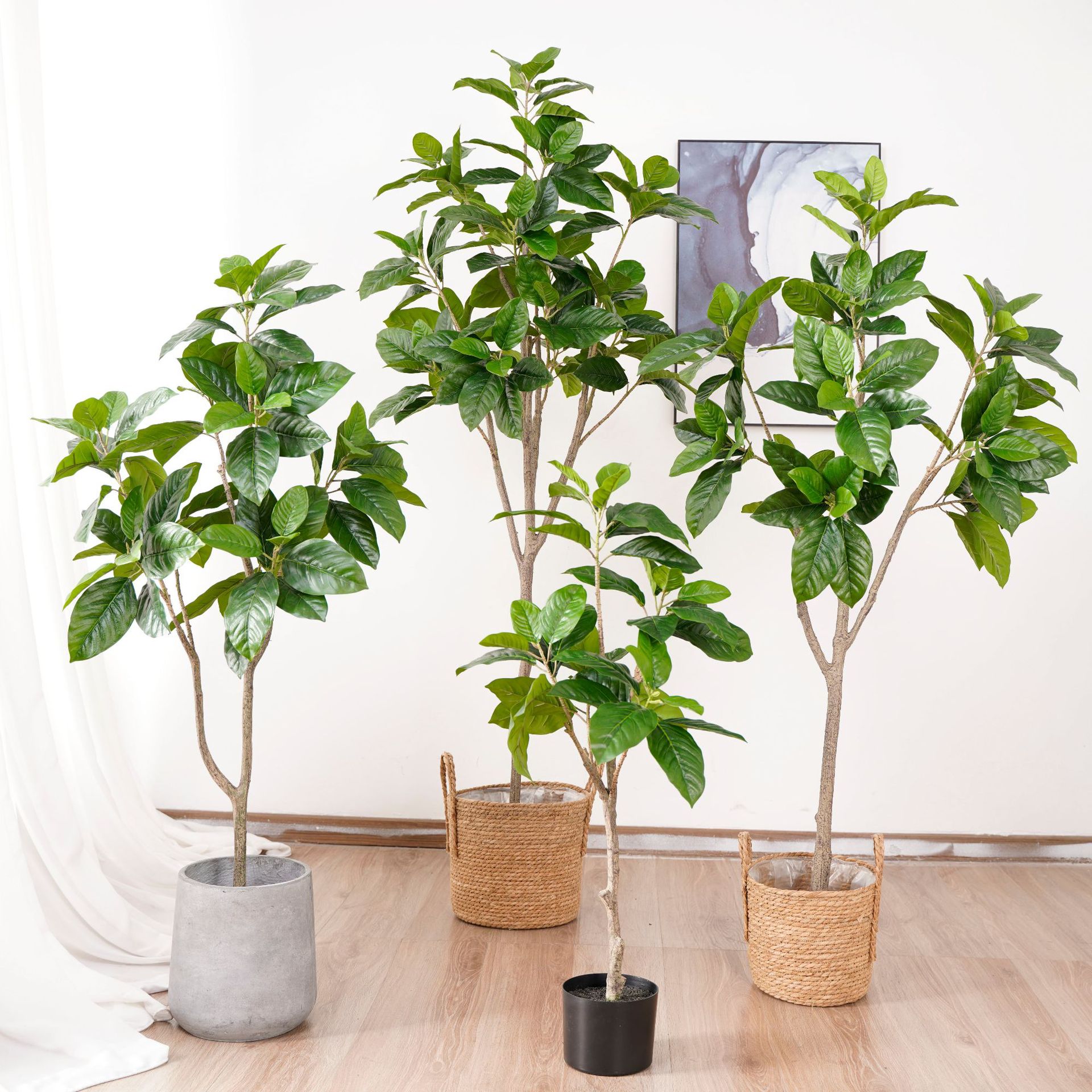 绿色橡胶树仿真植物盆栽 室内盆栽植物假树 居家落地装饰造景叶子