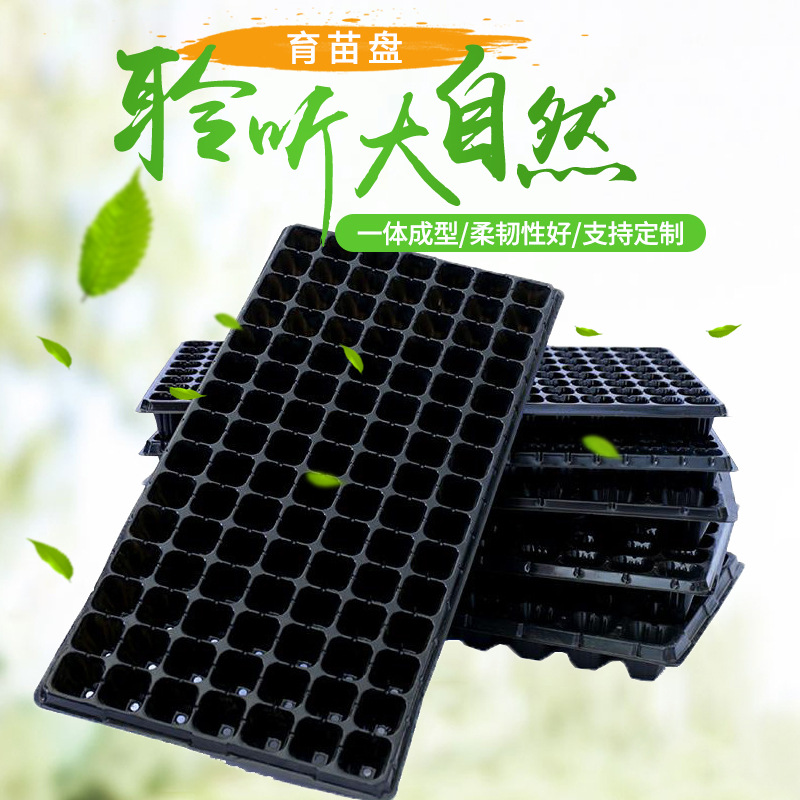 厂家批发长方形黑色育苗盘蔬菜育苗穴盘芽菜盘育苗盘80g-120g