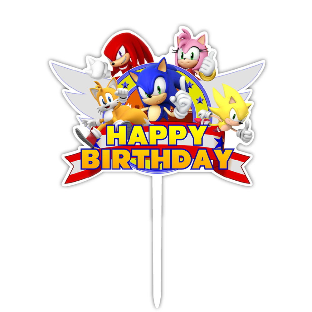 跨境热卖sonic索尼克系列 亚克力生日蛋糕插 生日蛋糕装饰插件