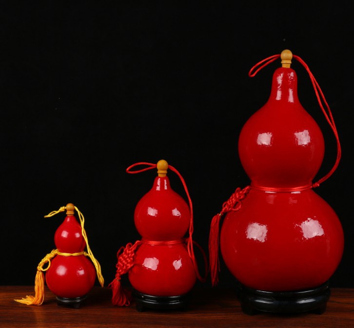 种植葫芦漆艺中国红大红葫芦家具摆件寓意红红火火