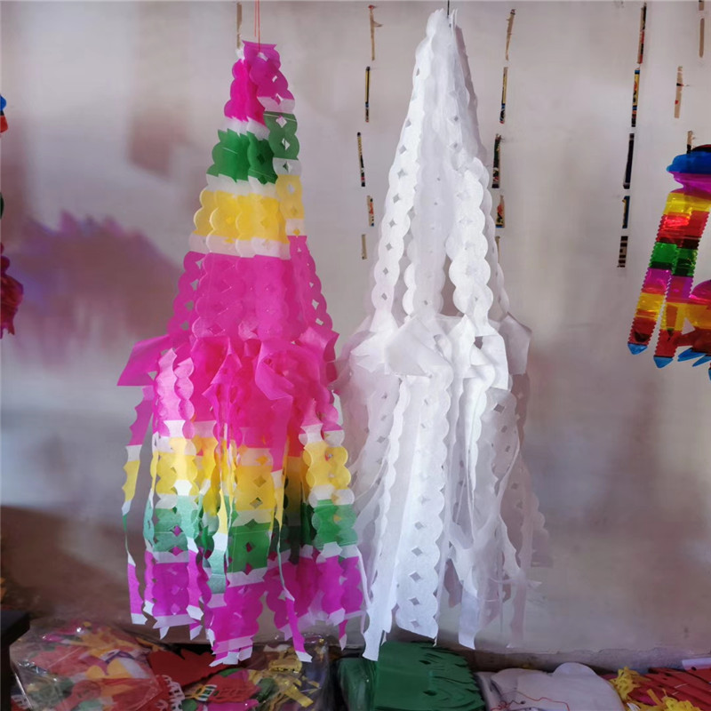 新款坟飘清明飘纸灯笼纸拉花吊钱上坟祭祀用品纸扎装饰清明花花圈