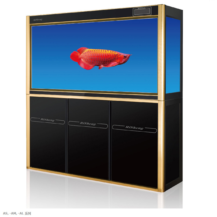 日胜am系列玫瑰金/铂金龙鱼底滤缸鱼缸免换水客厅办公室水族箱