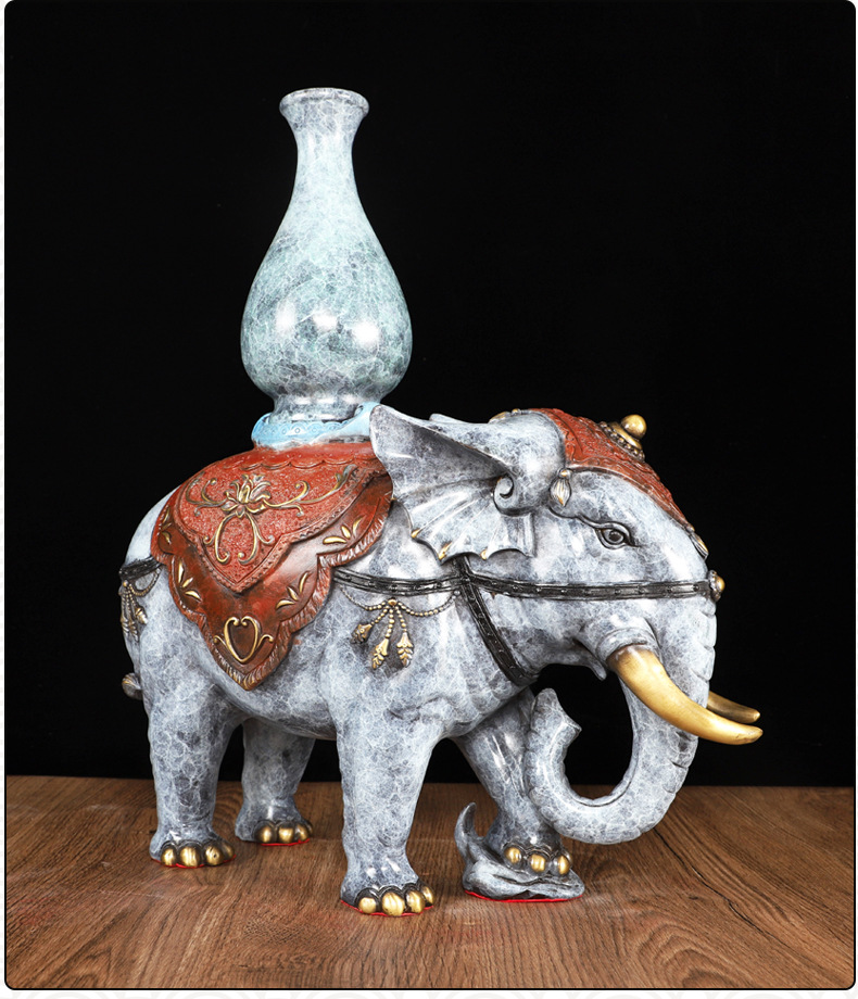 纯铜大象摆件 彩铜象客厅玄关摆件 工艺品如意象摆件礼品