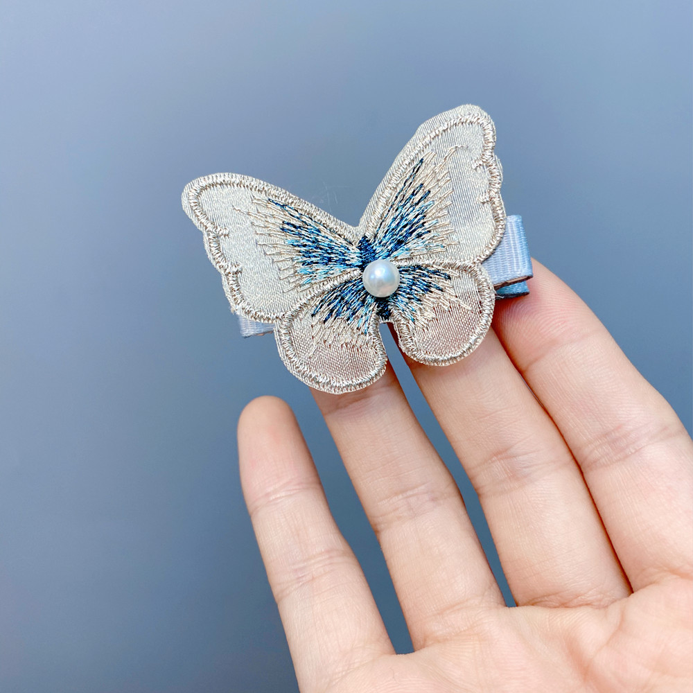 a086森系网红ins超仙刺绣立体蝴蝶发夹少女发卡刘海夹子新娘头饰