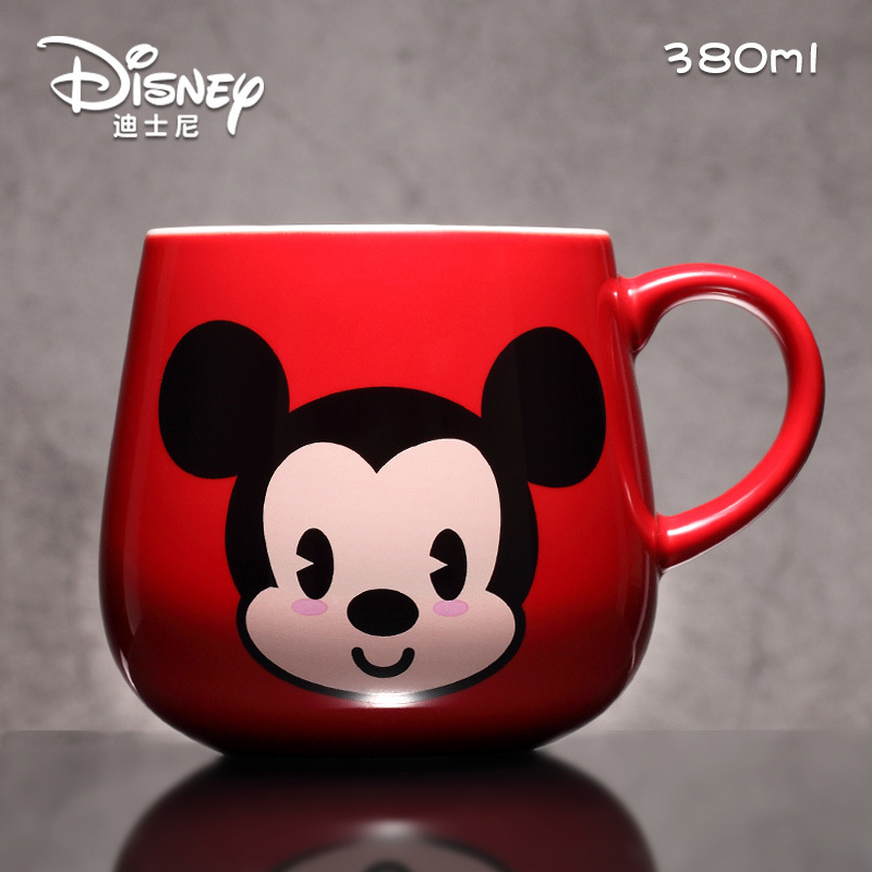 迪士尼陶瓷杯米奇米妮正品水杯创意可爱大容量卡通情侣款马克杯