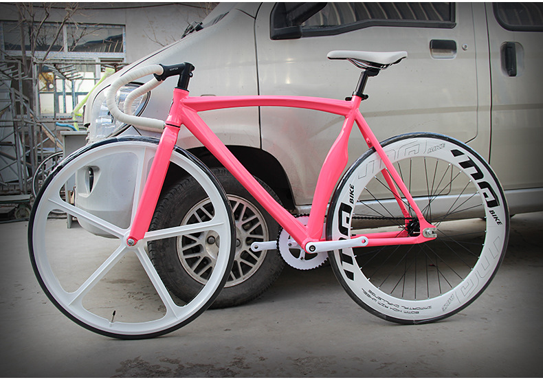 死飞自行车肌肉弯刀倒骑活飞成人学生男女场地车铝合金一体轮整车