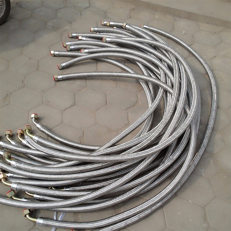 304不锈钢丝编织四氟管改装油冷器油管模温机用铁氟龙管波纹管