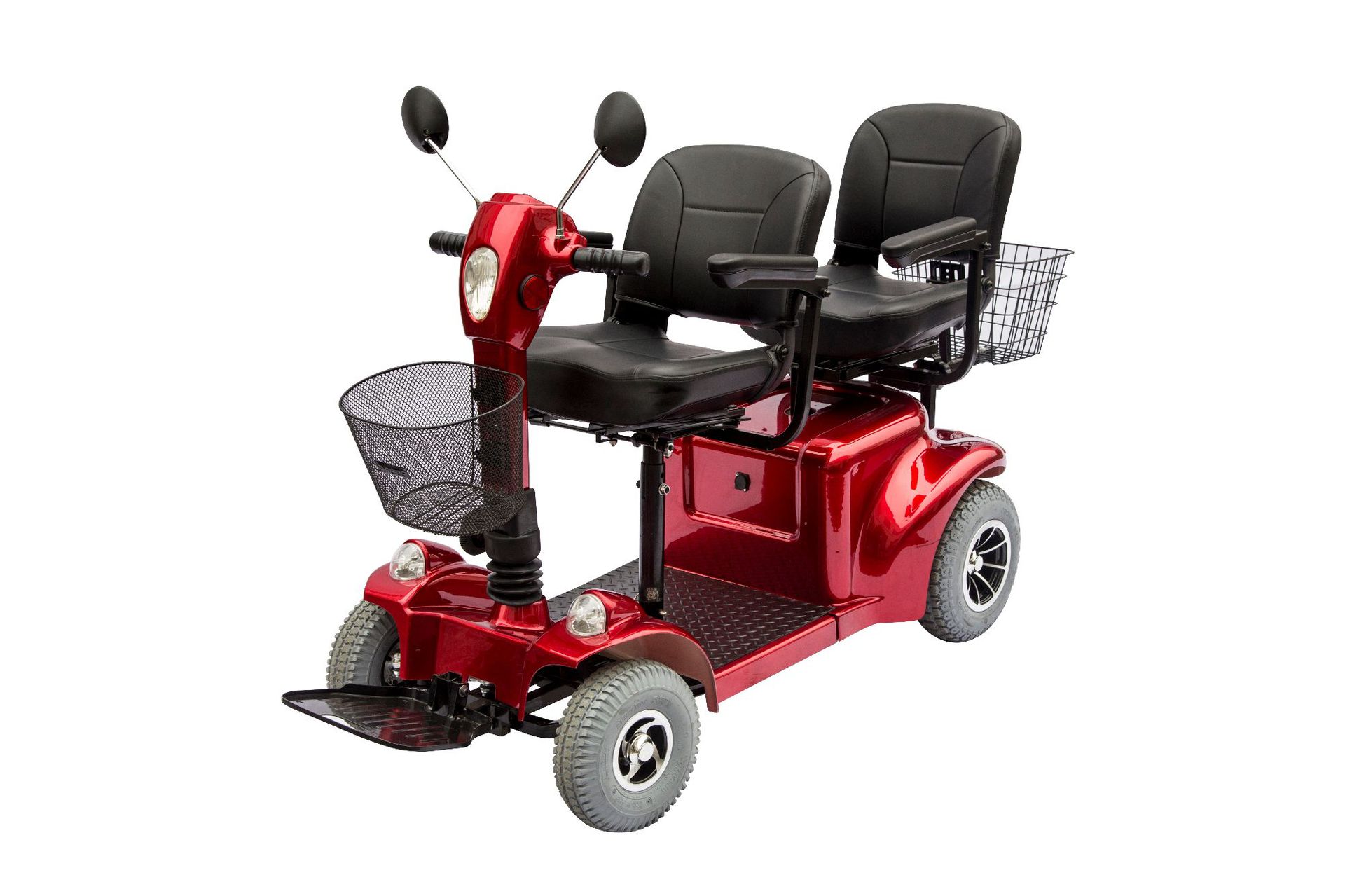 双人座老人代步四轮车城市休闲残疾人电动买菜车