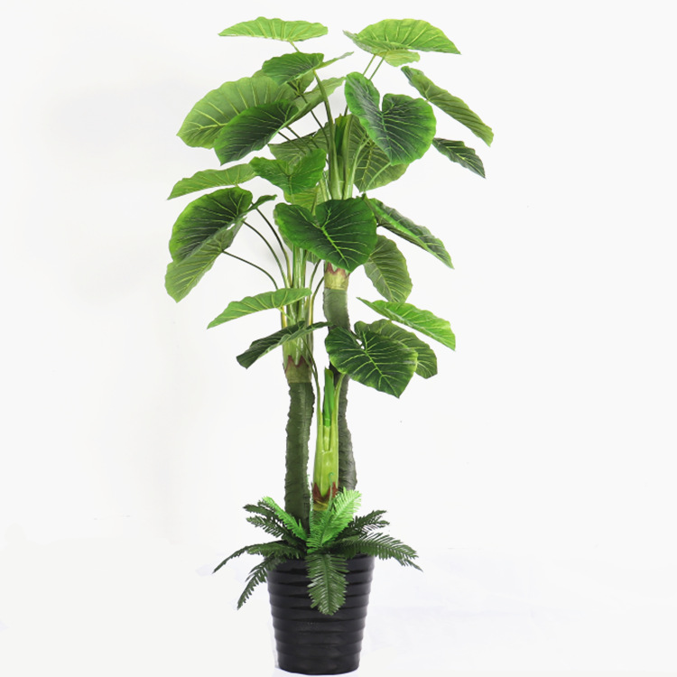 Factory Direct Supply One Piece Dropshipping Alocasia Macrorrhiza Potted Indoor Emulational Fake Tree Decoration Office Home Simulation Green Plant