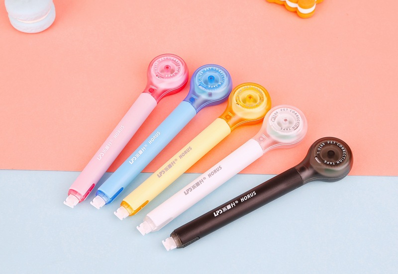 新品乐普升修正带笔式涂改带透明塑料不断带学生果糖色改正带9189