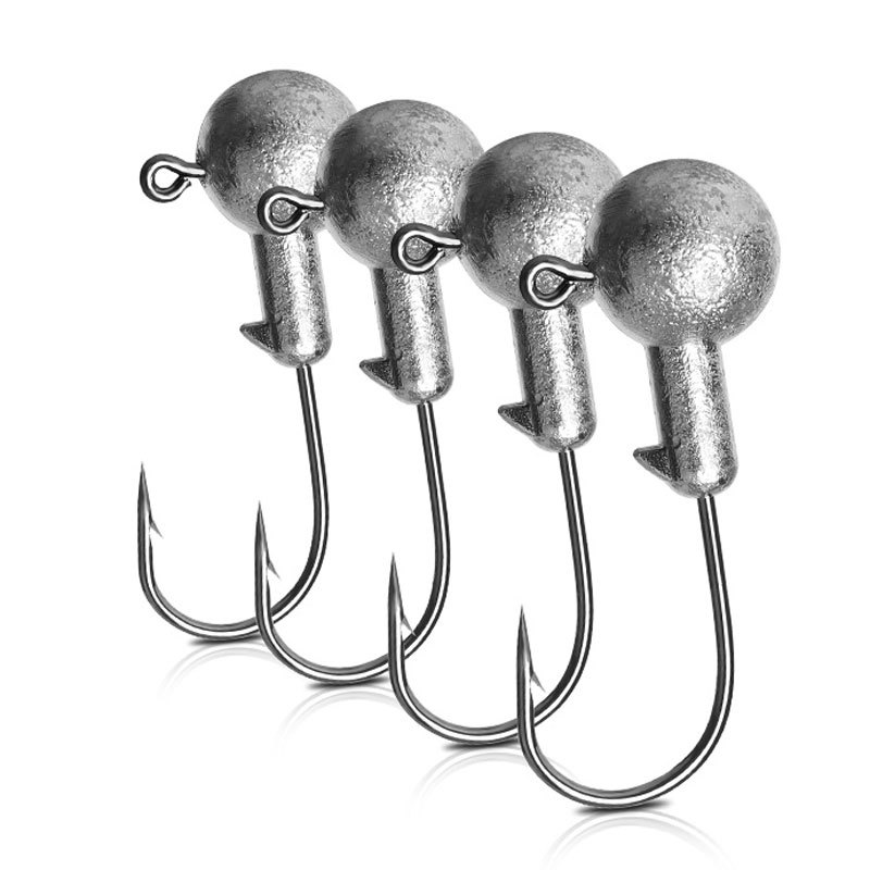 工厂直销原色铅头钩加强版路亚软虫t尾软饵防挂底翘嘴裸色铅头钩