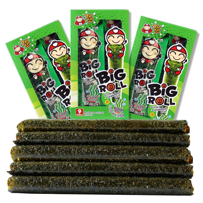 泰国进口小零食 bigroll老板仔海苔卷盒装即食儿童脆紫菜原味