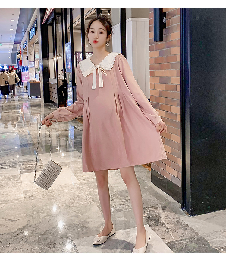 孕妇装春款连衣裙时尚款新款孕妇裙中长款减龄洋气春装孕妇上衣女
