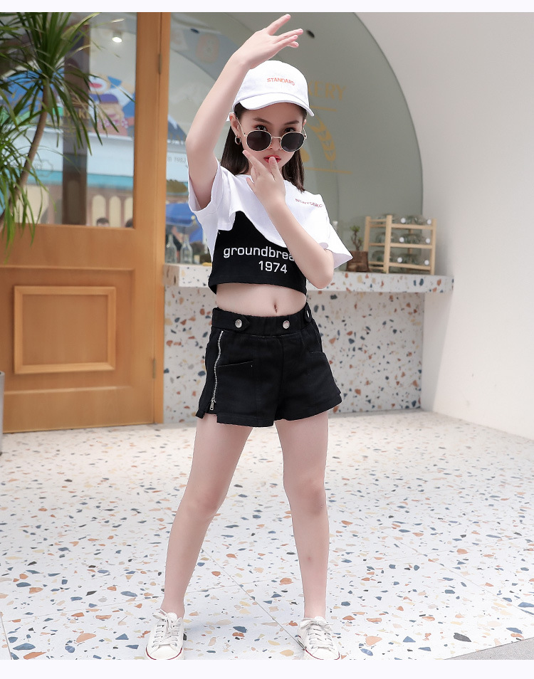 跨境大童装2020女童夏装新款小女孩潮流夏季儿童套装衣服网红洋气