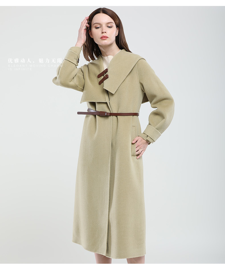 双面羊绒大衣女长款过膝2020款雪松红色赫本风羊毛呢外套厂家直销