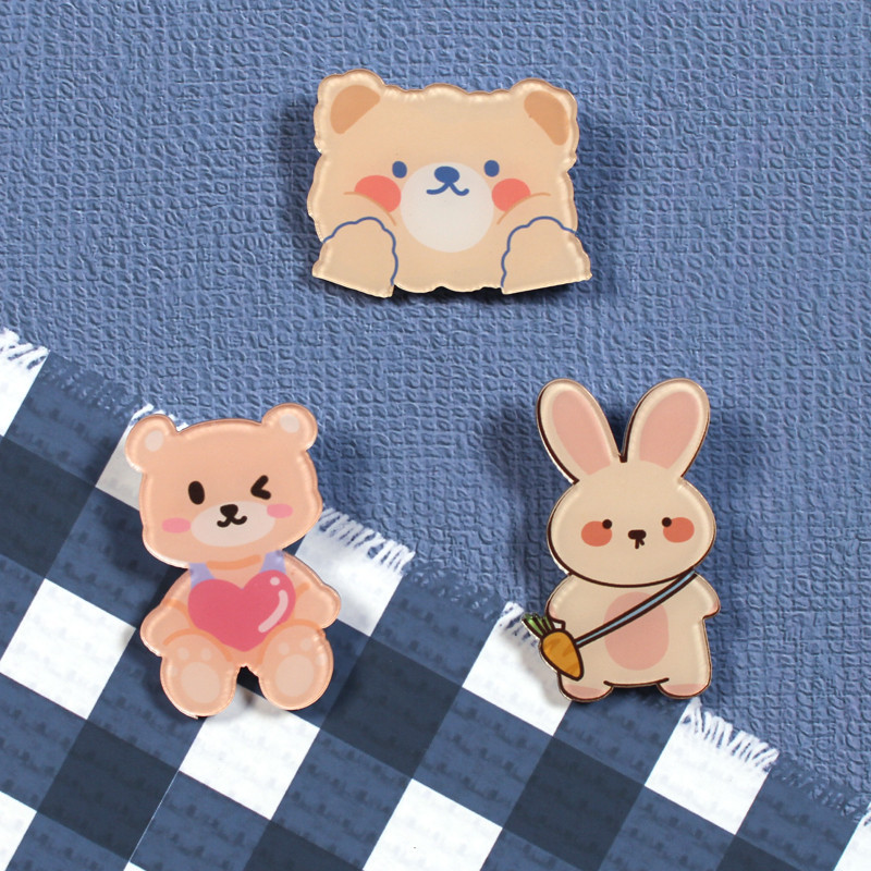 Soft and Adorable Bear Badge Cute Cartoon Acrylic Brooch Clothing Bag Accessories Accessories E-Commerce Gift