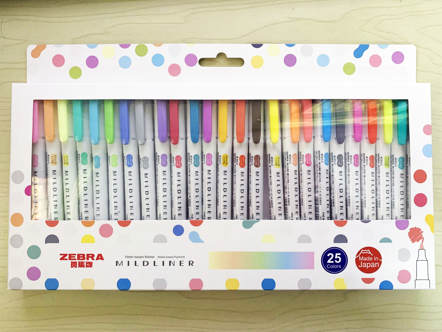 日本zebra斑马wkt7-25c荧光笔25色套装 mildliner系列双头记号笔