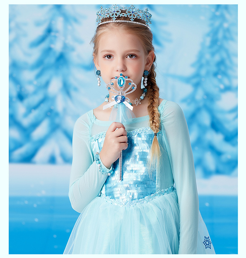 迪士尼艾莎大礼盒秋冬女童爱莎公主裙连衣裙长袖儿童礼服