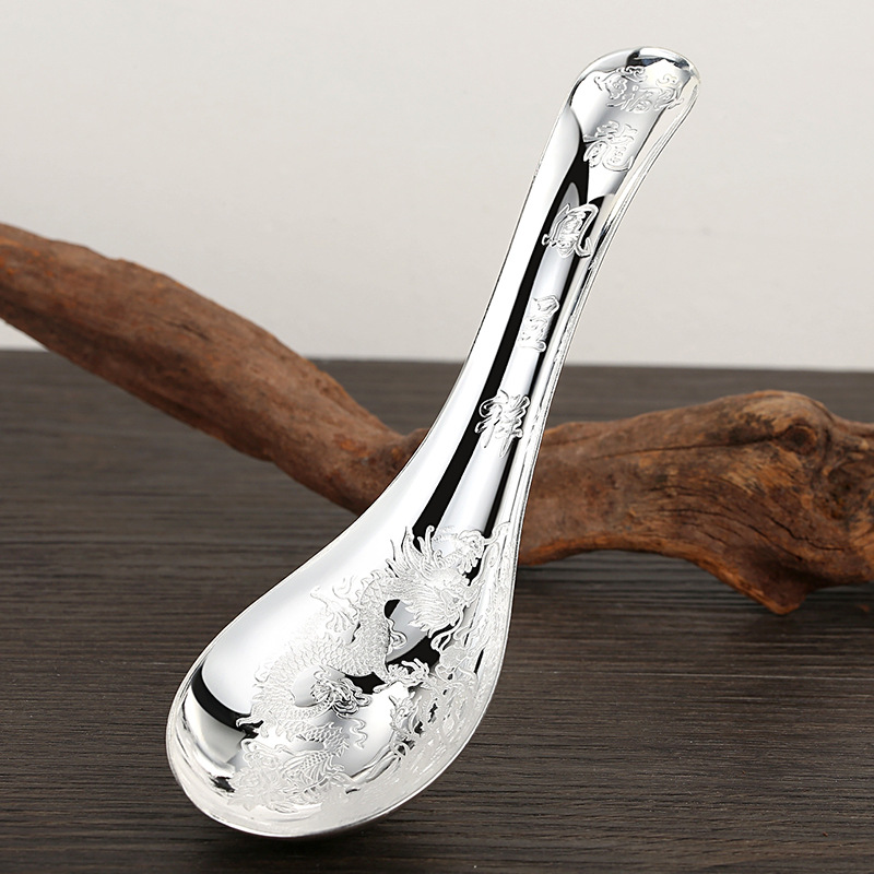 龙凤999银勺子足银调羹家用银餐具食用银饭勺大人小孩汤-阿里巴巴