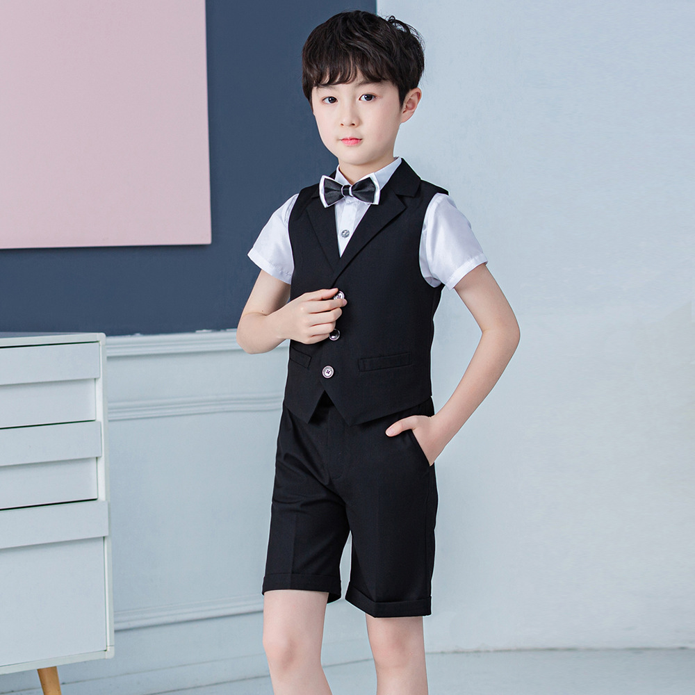 Boys' 2023 Summer Clothes Children's Vest Shorts Suit Baby Boys' Show Performance Clothes Vest Dresses of Bride Fellow Kids Wholesale