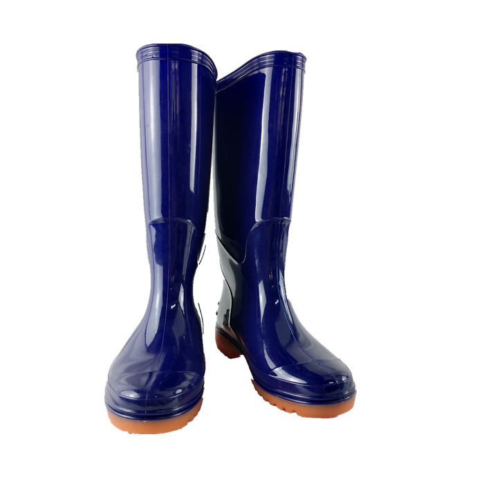 外贸大号雨靴加工出口水鞋蓝色高筒雨靴防滑耐磨耐油防水建筑工矿
