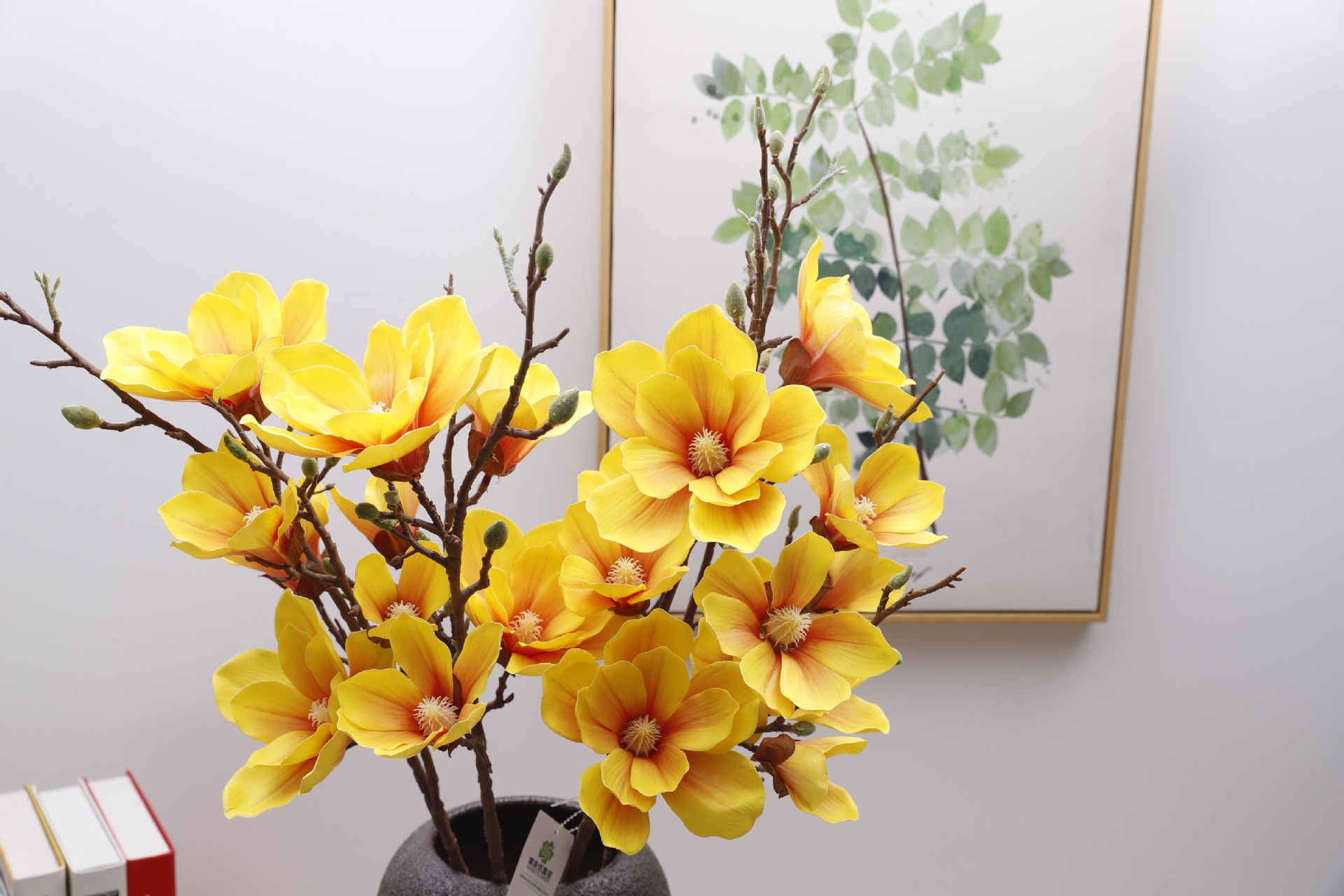 批发3d5头玉兰仿真花室内软装单支玉兰花摆件酒店客厅餐桌花装饰