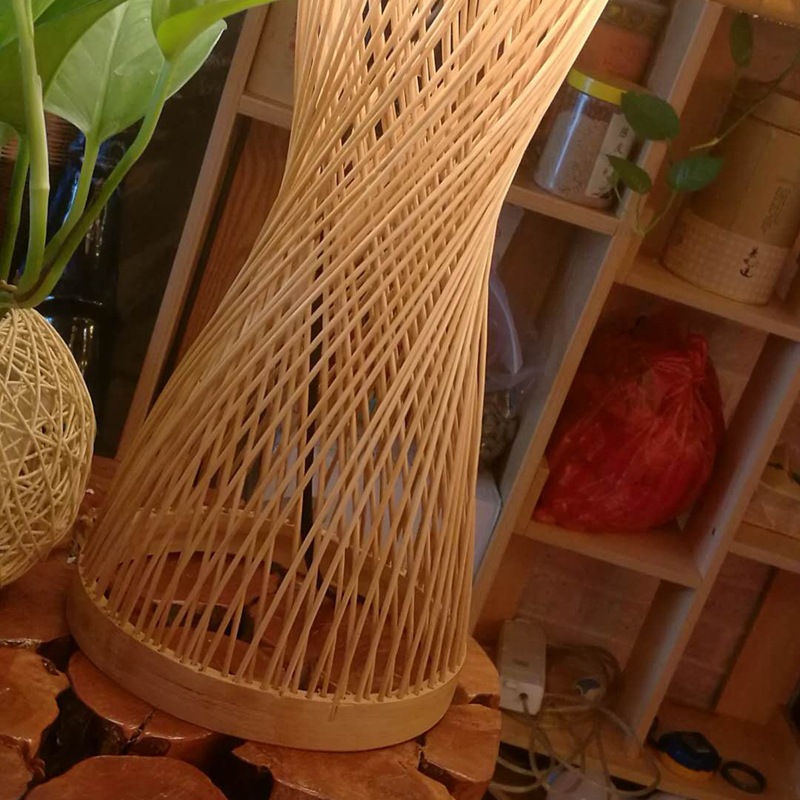 中式田园风竹艺吊灯民宿火锅店竹艺竹丝编织灯笼吊灯竹篾鸟笼吊灯