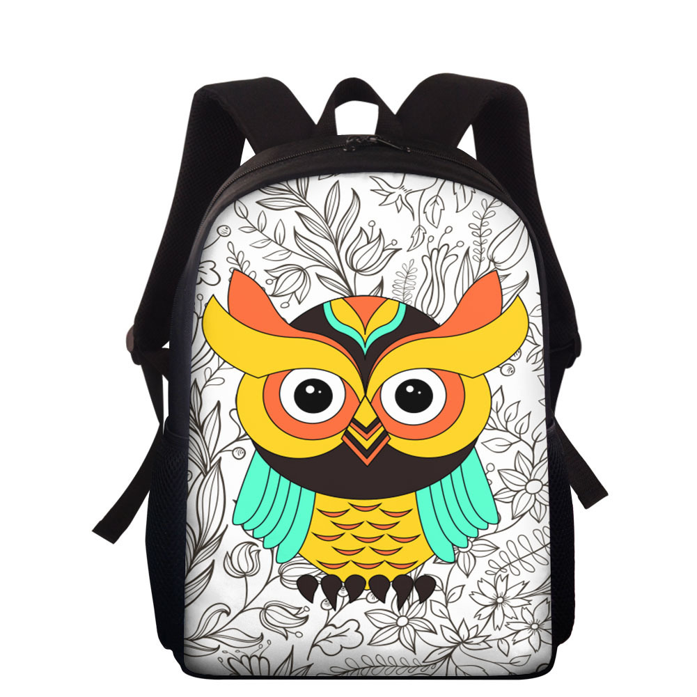 2020新款跨境双肩包图案定制卡通猫头鹰印花外贸儿童学生书包