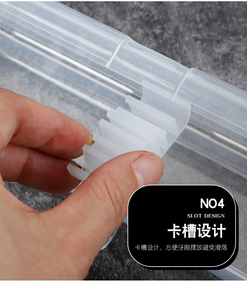 Transparent Flip Portable Tableware Box Makeup Brush Internet Celebrity Spoon Fork Storage Box with Hook Children Toothbrush Case Straw Box