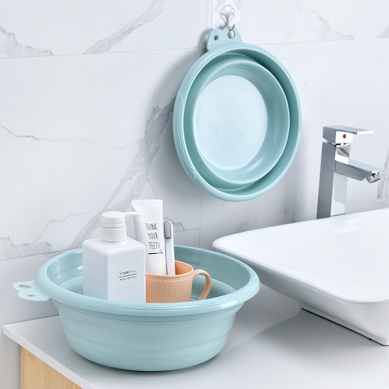 家用可折叠洗脸盆 旅行便携式硅胶折叠脸盆 多功能厨房塑料洗菜盆