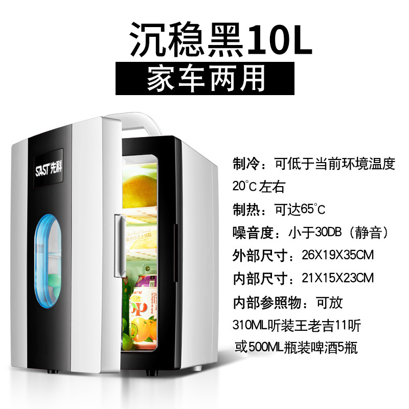 Sast Small 10l Mini Car Refrigerator Refrigeration Student Dormitory Cosmetics Freezer Car Home