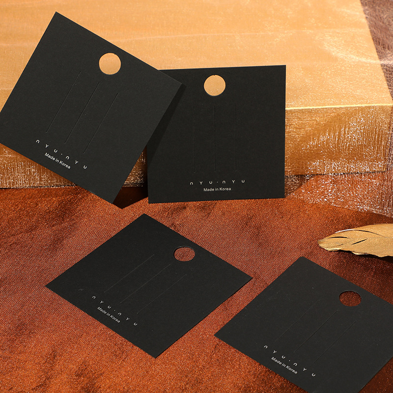 现货卡片吊牌印刷耳钉耳环黑卡纸小饰品纸卡现货定制烫金卡纸代发