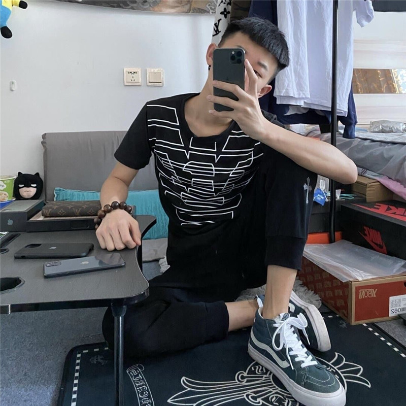 快手红人精神小伙男短袖夏季网红苏6同款短袖社会小伙衣服修身潮