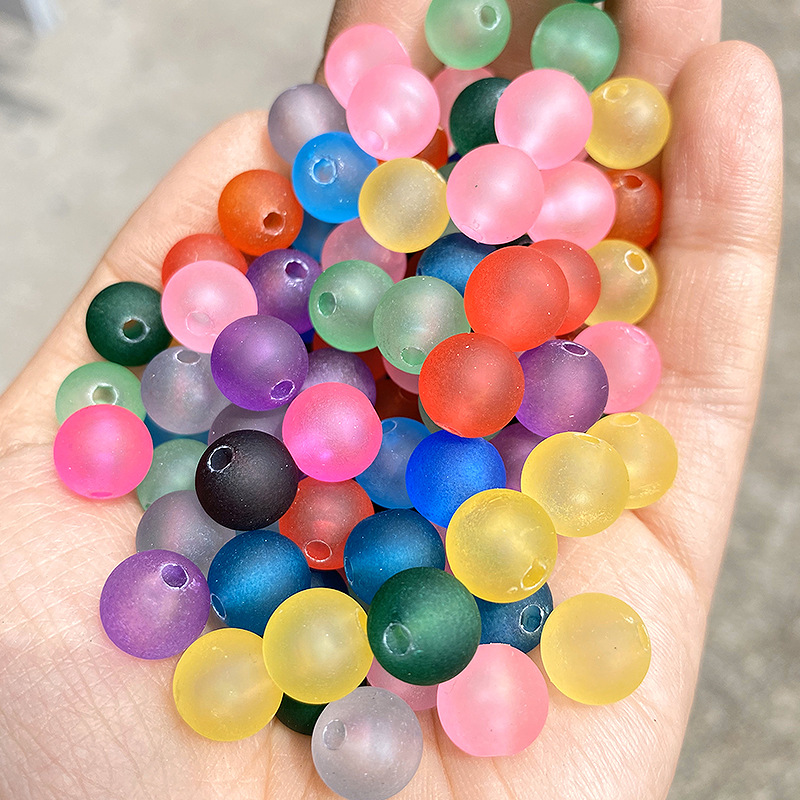 亚克力橡皮珠磨砂珠透明糖果色彩珠diy头饰配件包包饰品配饰散珠