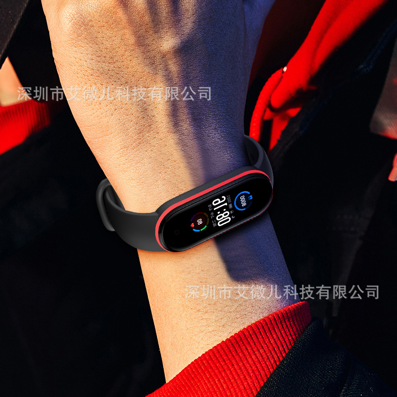 适用于小米手环5双色表带小米手环5洞洞耐克风腕带小米5双色腕带