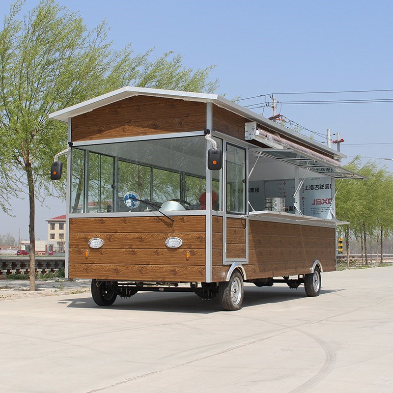 新款复古电动四轮小吃车多功能百货地摊冰箱成人创业房车移动餐车