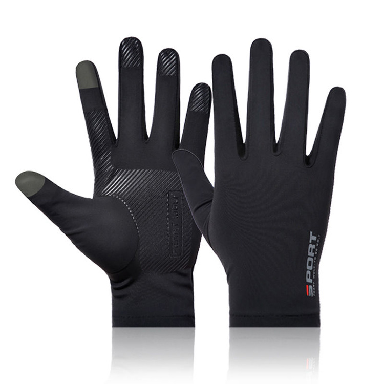 Sun Protection Gloves Men's and Women's Driving Sweat-Absorbent Fishing Touch Screen Ice Silk Gloves Non-Slip Exposed Two Fingers Half-Finger Riding Gloves