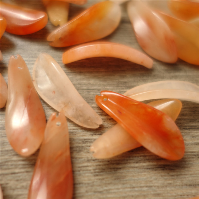 原创设计天然红丝玉非洲菊花花瓣金丝玉手工diy发簪配件9x26