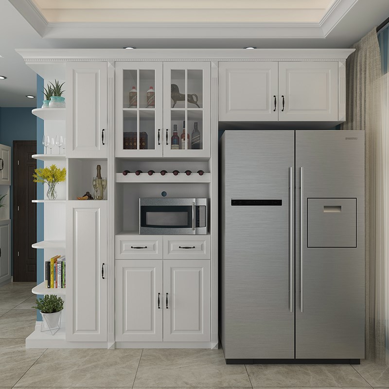 餐厅酒柜冰箱一体柜欧式嵌入式定制包冰箱的柜子厨房吊柜转角餐柜