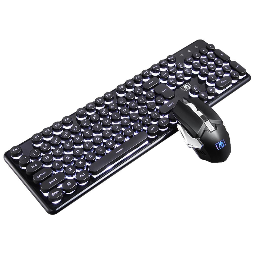 新盟620曼巴蛇无线充电发光游戏键盘鼠标套装机械手感键鼠套装