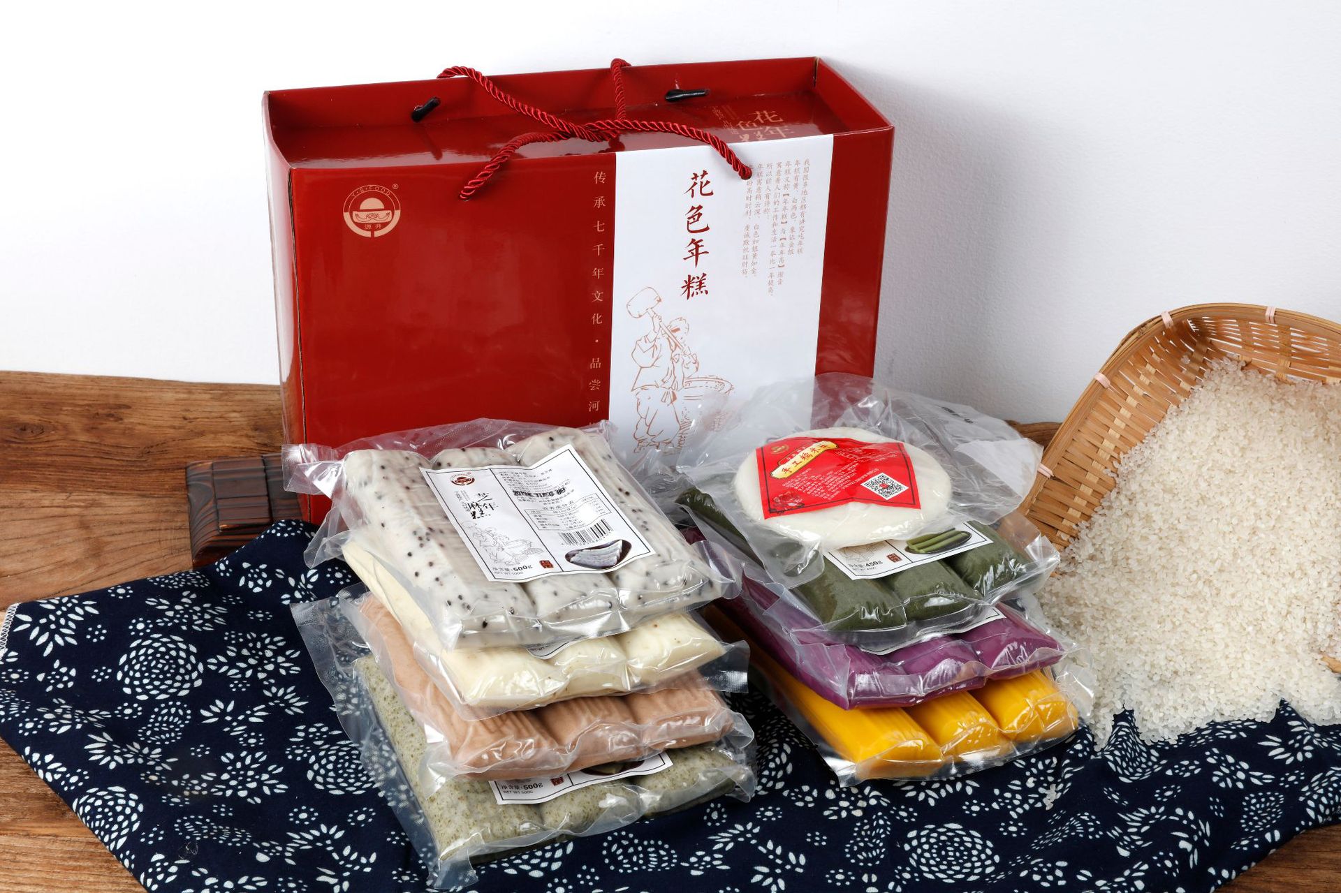 【礼盒装500*5,450*2,150*1】宁波特产花色年糕礼盒装手工年糕