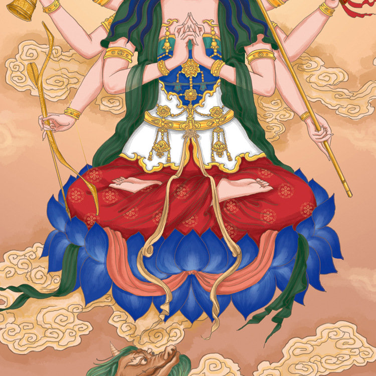 斗姆元君神像供奉挂画道教神仙像斗母天尊斗姥画像道场丝绸卷轴画