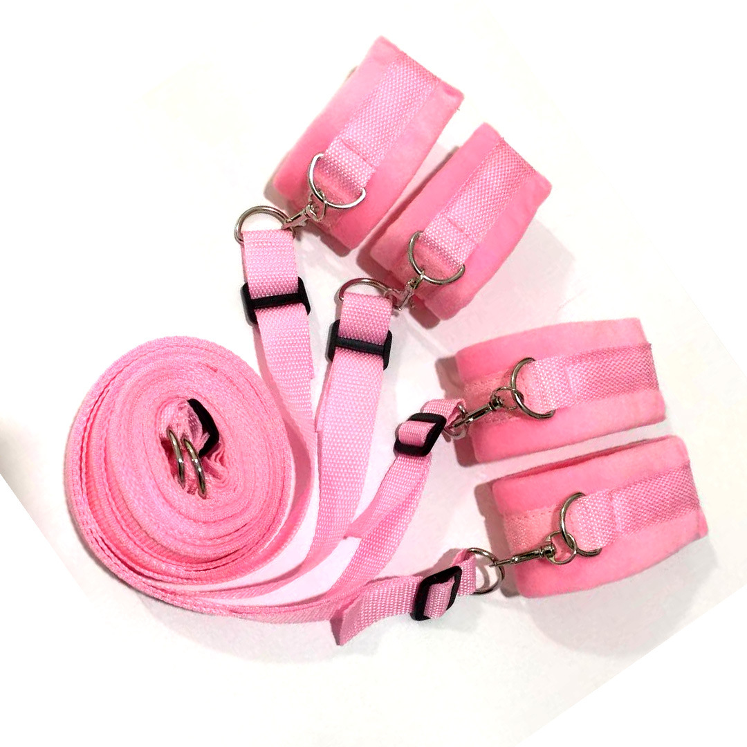 厂家直销 情趣床上束缚捆绑带 成人用品 女用另类睡床手脚绑套装