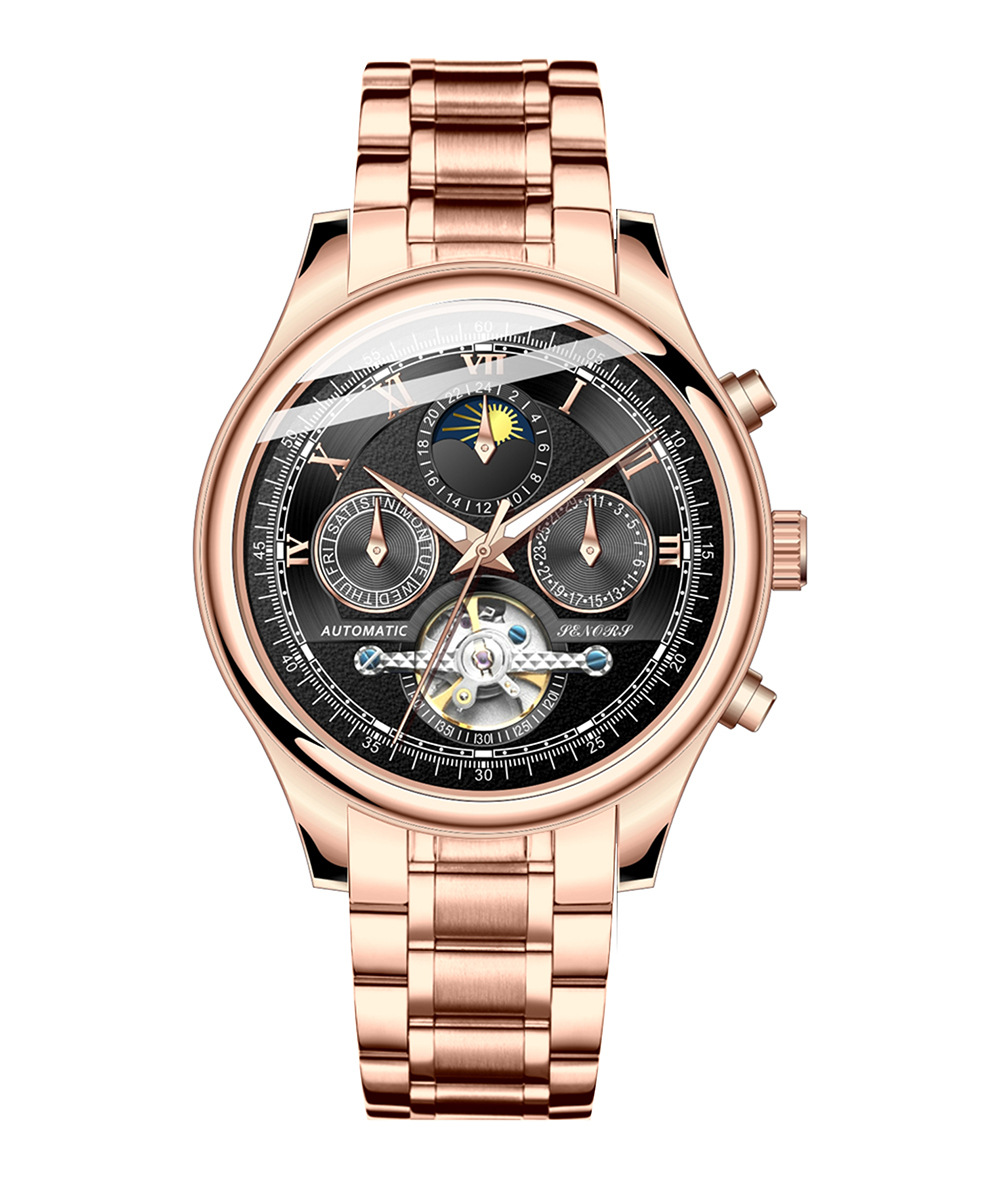 外贸爆款赛娜斯全自动机械日月星辰男士手表 陀飞轮机械表sn171