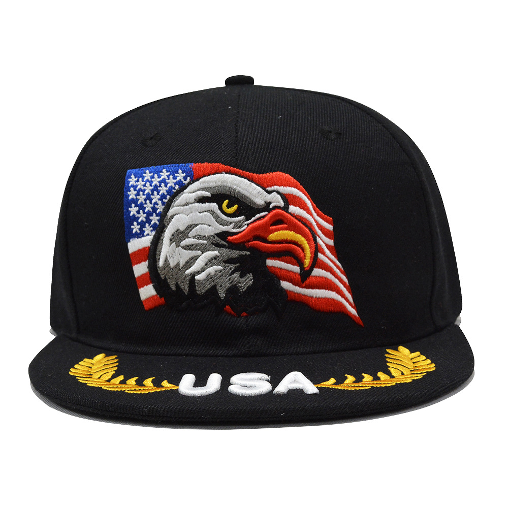 2020欧美嘻哈帽子usa刺绣街舞潮平檐帽美国大选鹰头鸭舌帽平沿帽